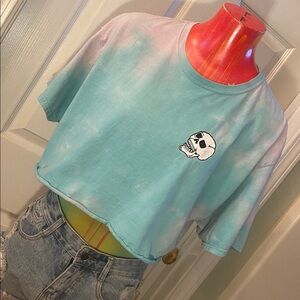 Eighty Eight Pastel Tie-Dye Skull Tee Crop Top
